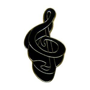 Black Treble Clef Enamel Pin - Classic Musical Composition Note Apparel Gift NWT